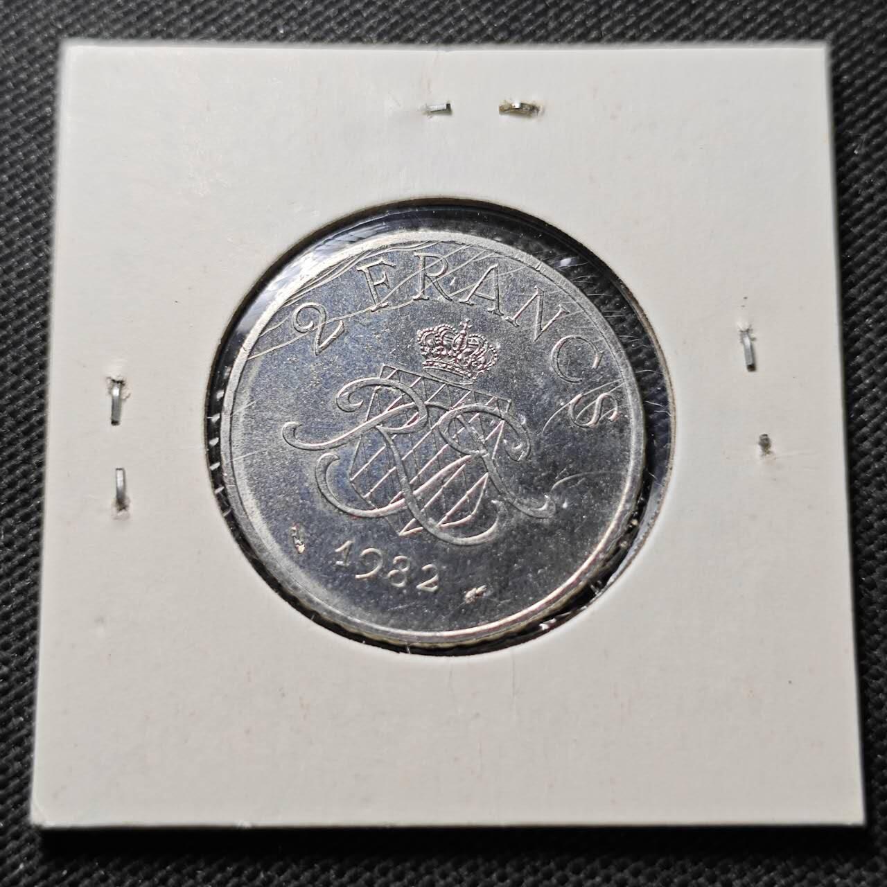 KK钱币收藏小铺  第373场  2月预留时间 周末发货  1982摩纳哥2法郎