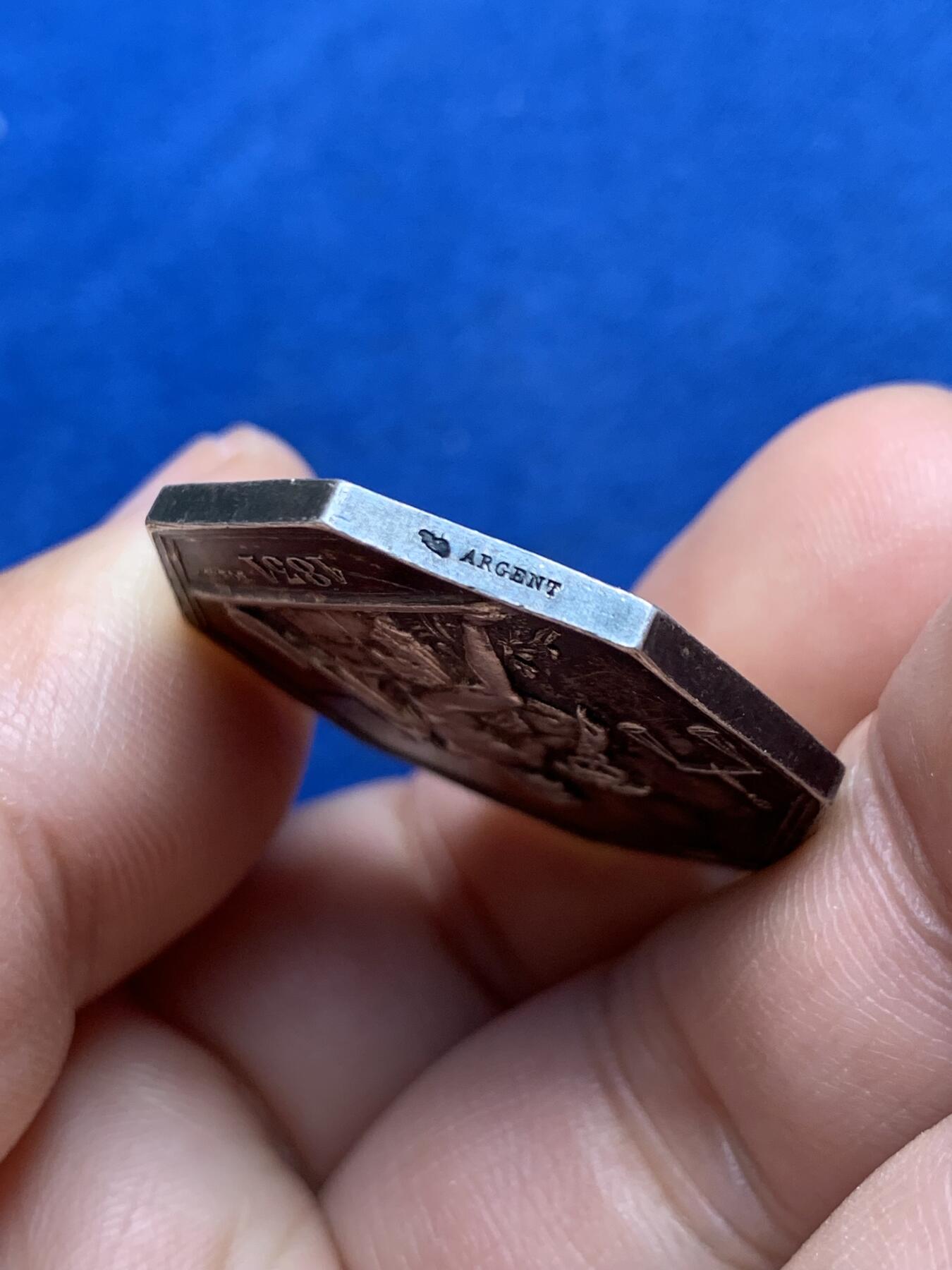 《竞宝斋》第440场 周日，周一，周二 3场连拍 （全场包邮） 法国八角银质代币，政府专员，15.94g，32mm，丰饶角边铭