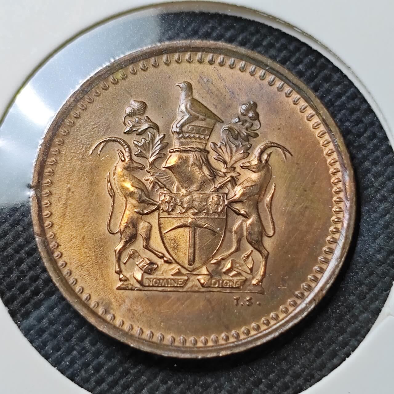 KK钱币收藏小铺  第373场  2月预留时间 周末发货  1970罗得西亚1分铜币 好品