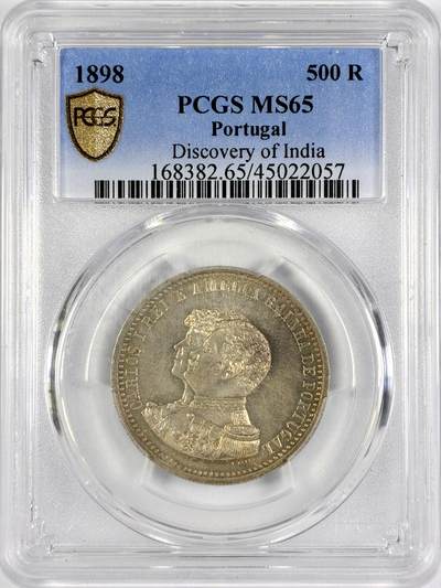 【雨安】【世界币章116期-评级币专场】2025-11-22 周六 19:30 保真【直播拍卖】 - [评级欧洲] Portugal 葡萄牙 Kingdom 十进制 发现印度 0500里斯 KM#538 1898年  PCGS-MS65