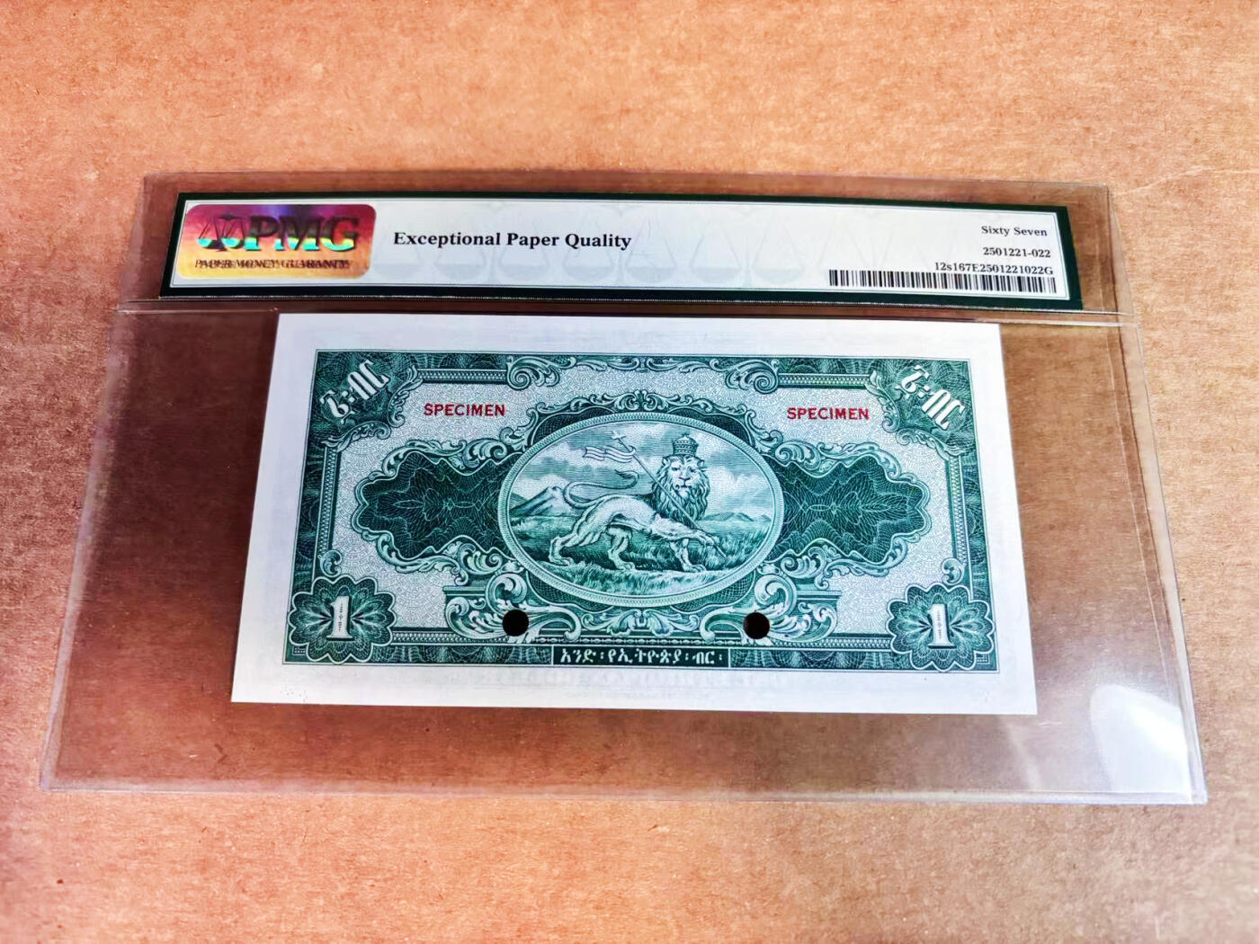 【Blue Auction】世界纸币精拍第752期——18级TOP拍卖/信誉/品质/专业/高效💫 埃塞俄比亚 1945年1元 耕牛 末代国王海尔-塞拉西 雕刻精美 PMG67EPQ 高分样钞 老壳