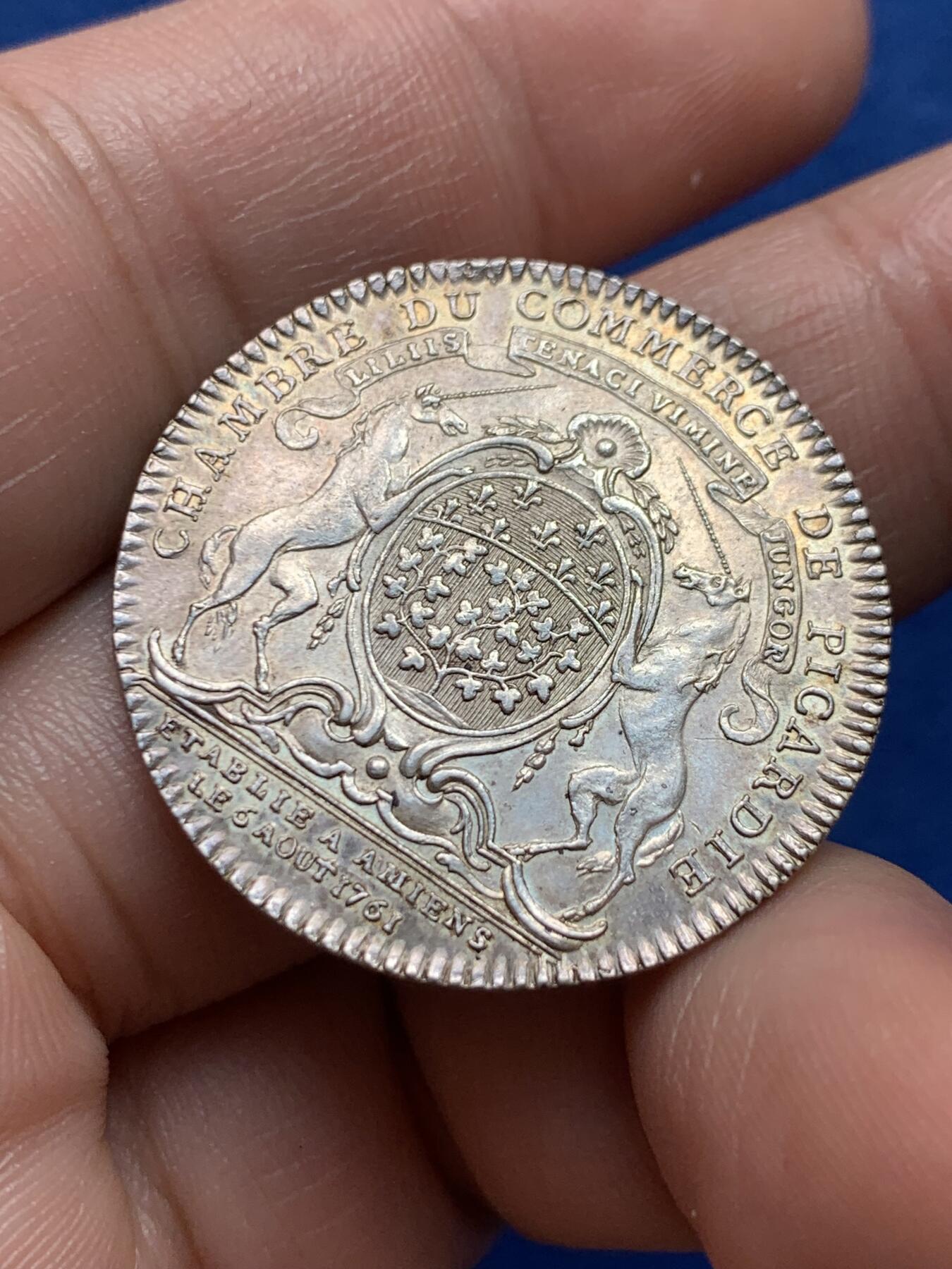 《竞宝斋》第440场 周日，周一，周二 3场连拍 （全场包邮） 法国皮卡迪商会港口银章，29.8MM，8.37克，早期齿边