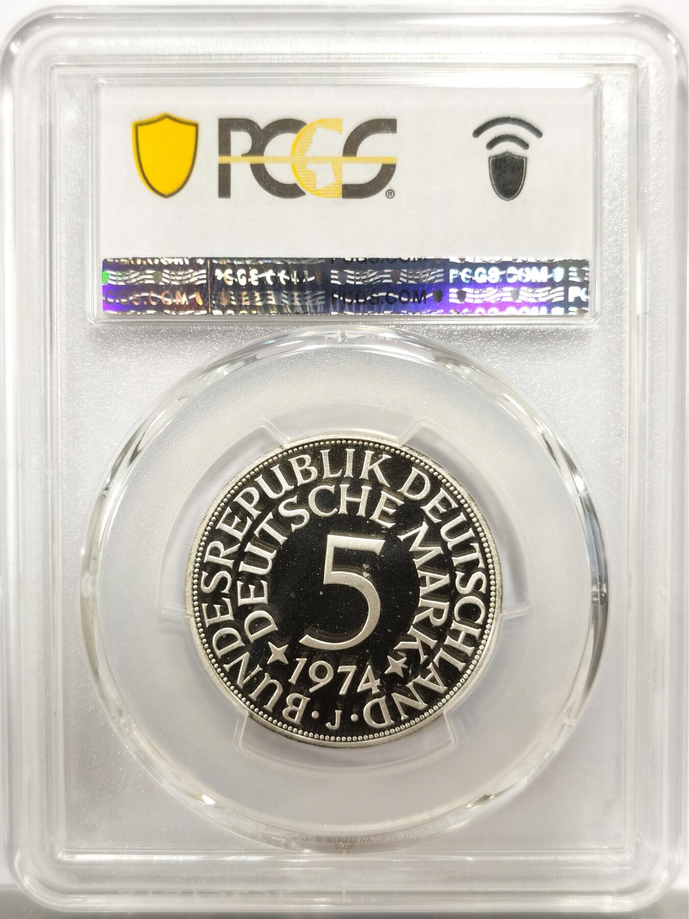 博洋堂世界钱币拍卖第147期（全场包邮） PCGS PR69DCAM 联邦德国1974年J厂精制5马克银币，冠军分！