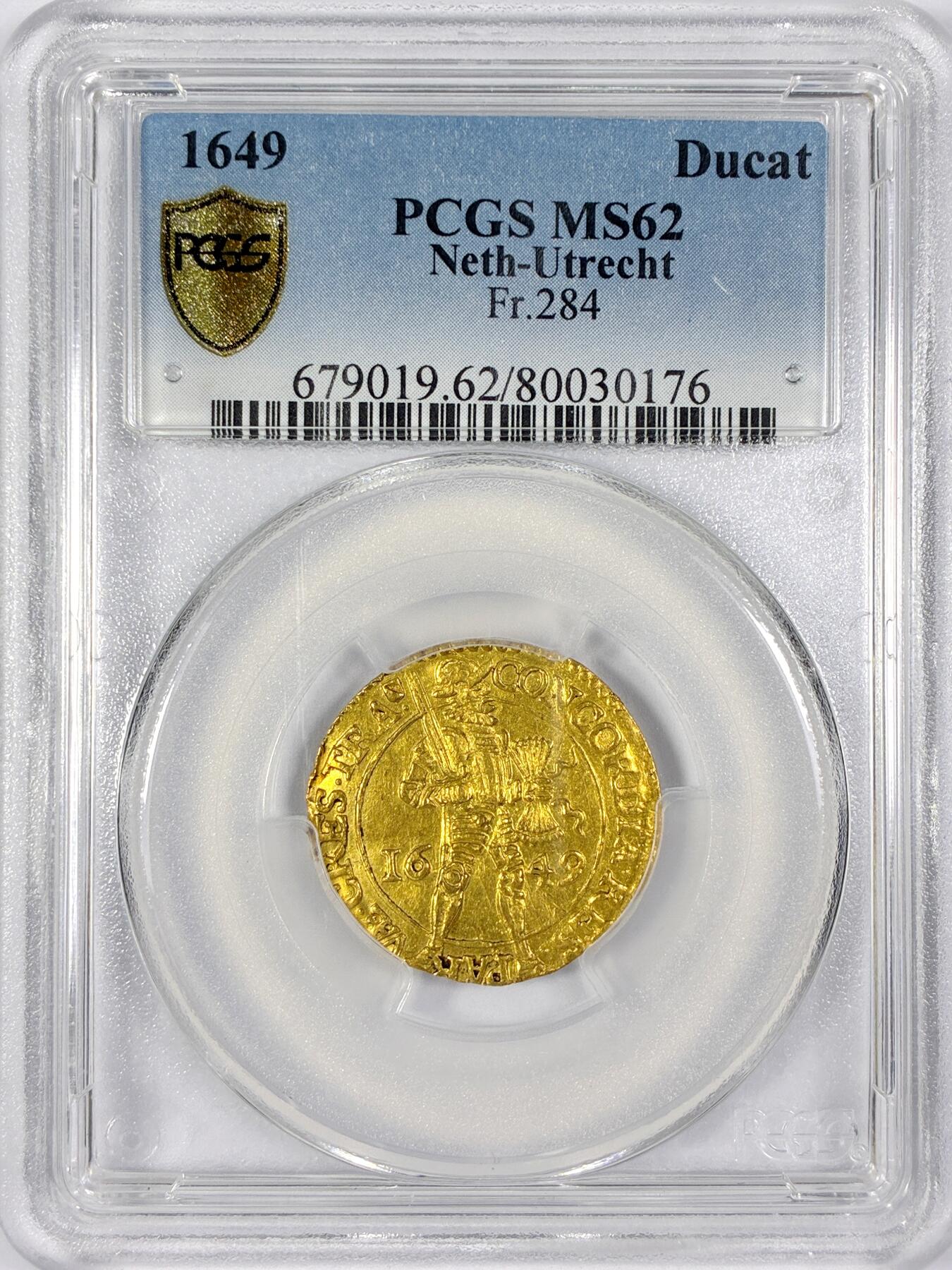 【雨安】【世界币章116期-评级币专场】2025-11-22 周六 19:30 保真【直播拍卖】 [金币] Netherlands 荷兰 共和国 乌特勒支 1杜卡特 1649年  PCGS-MS62