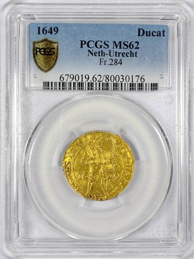 【雨安】【世界币章116期-评级币专场】2025-11-22 周六 19:30 保真【直播拍卖】 - [金币] Netherlands 荷兰 共和国 乌特勒支 1杜卡特 1649年  PCGS-MS62