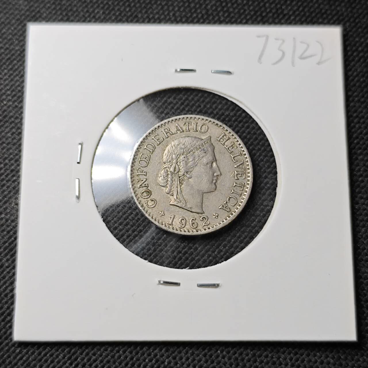 KK钱币收藏小铺  第373场  2月预留时间 周末发货  1962瑞士10分