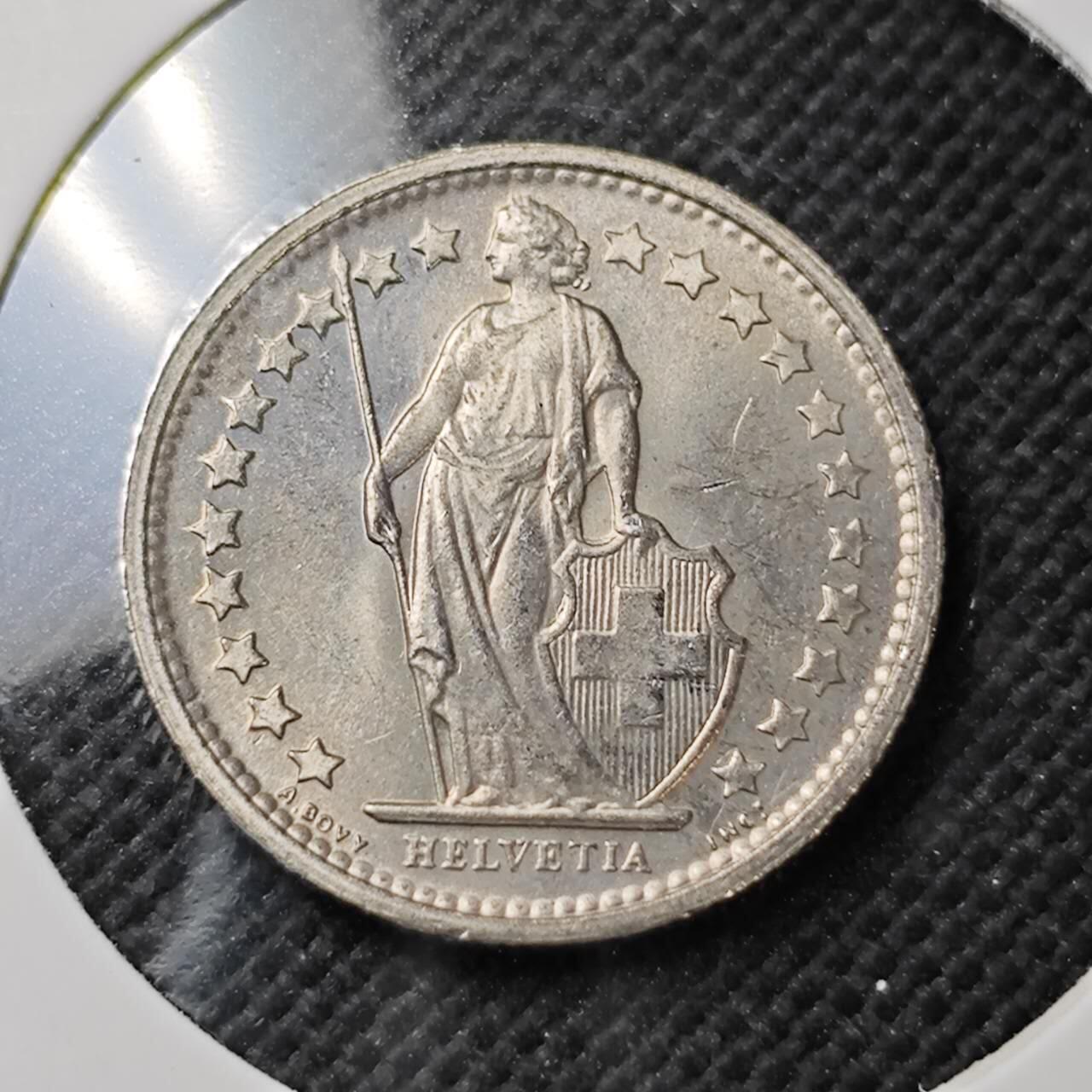 KK钱币收藏小铺  第373场  2月预留时间 周末发货  1971瑞士1/2法郎 好品