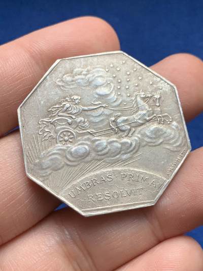 《竞宝斋》第440场 周日，周一，周二 3场连拍 （全场包邮） - 法国巴黎一审代理人八角银质代币，20.2g，37mm，丰饶角边铭