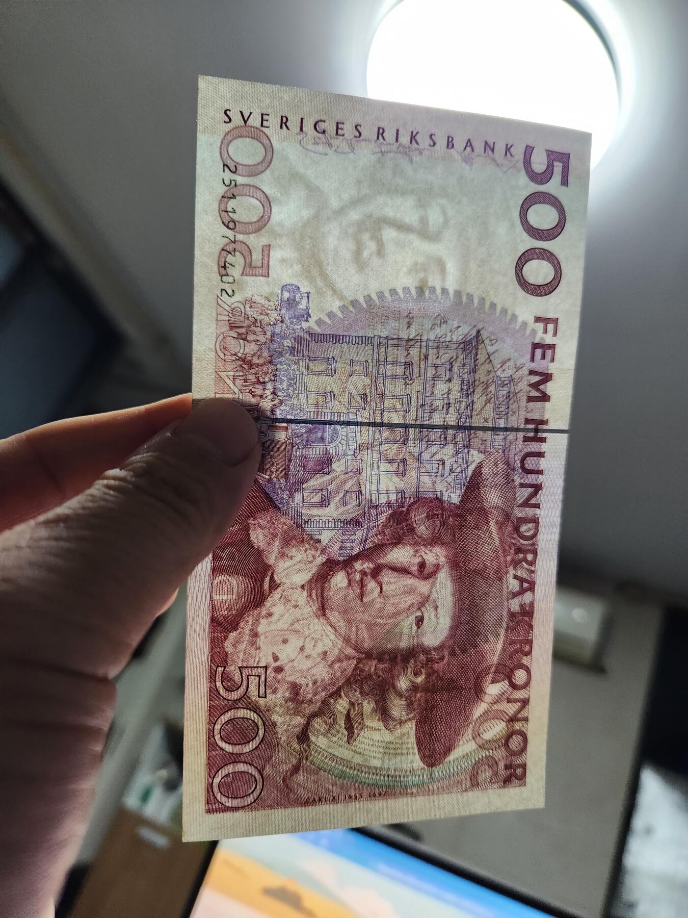 11月21号晚上8点 外国纸币自动截拍第61场 瑞典纸币 1992年 500克朗 卡尔 几乎全新