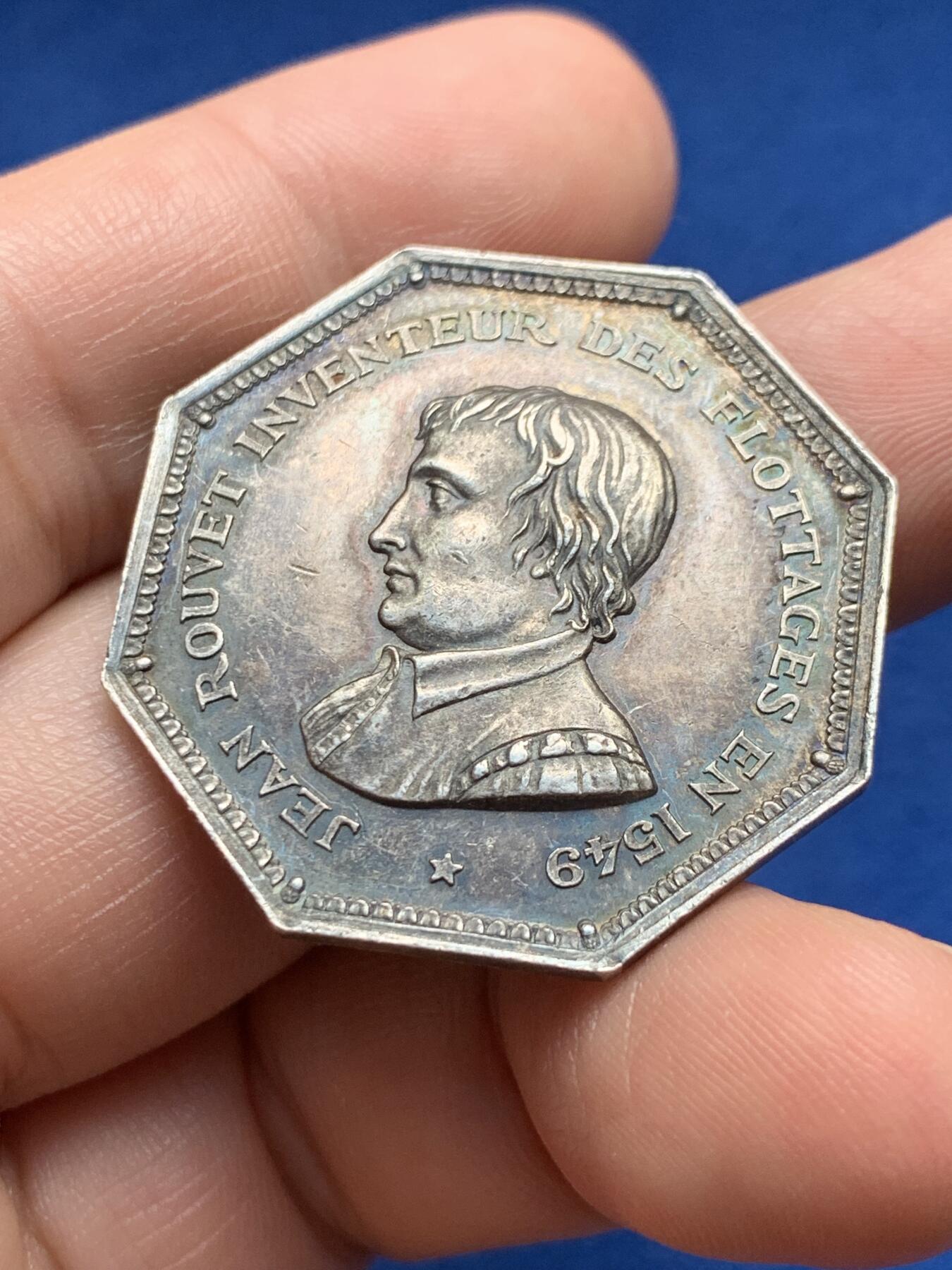 《竞宝斋》第440场 周日，周一，周二 3场连拍 （全场包邮） 法国八角银章，浮木运输，15g，34mm，丰饶角边铭