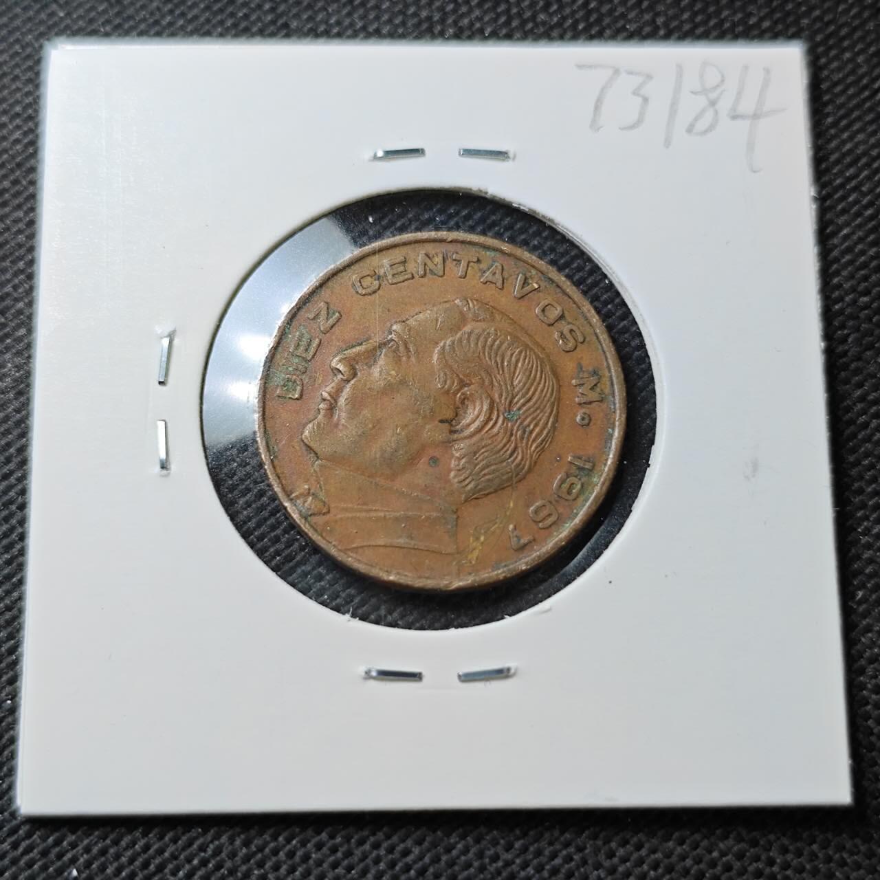 KK钱币收藏小铺  第373场  2月预留时间 周末发货  1967墨西哥5分铜币