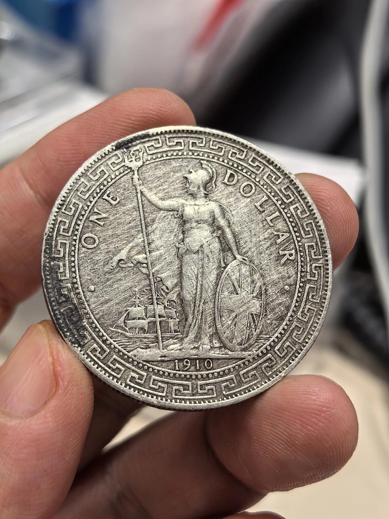 博洋堂世界钱币拍卖第147期（全场包邮） 站洋1910B一元 原味老包浆 通货美品