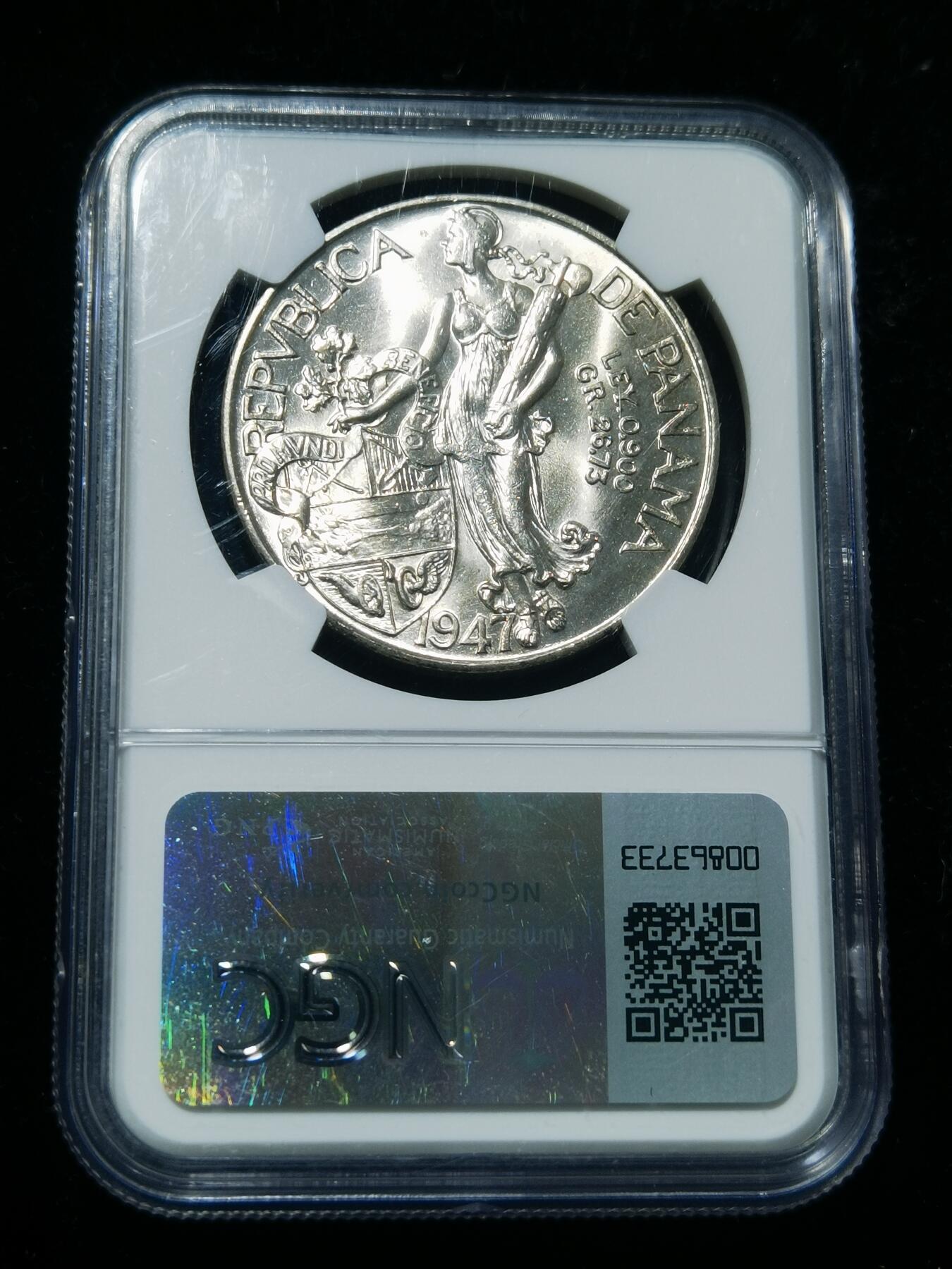 天下钱庄专场欢迎参拍 NGC MS62巴拿马一巴波亚银币