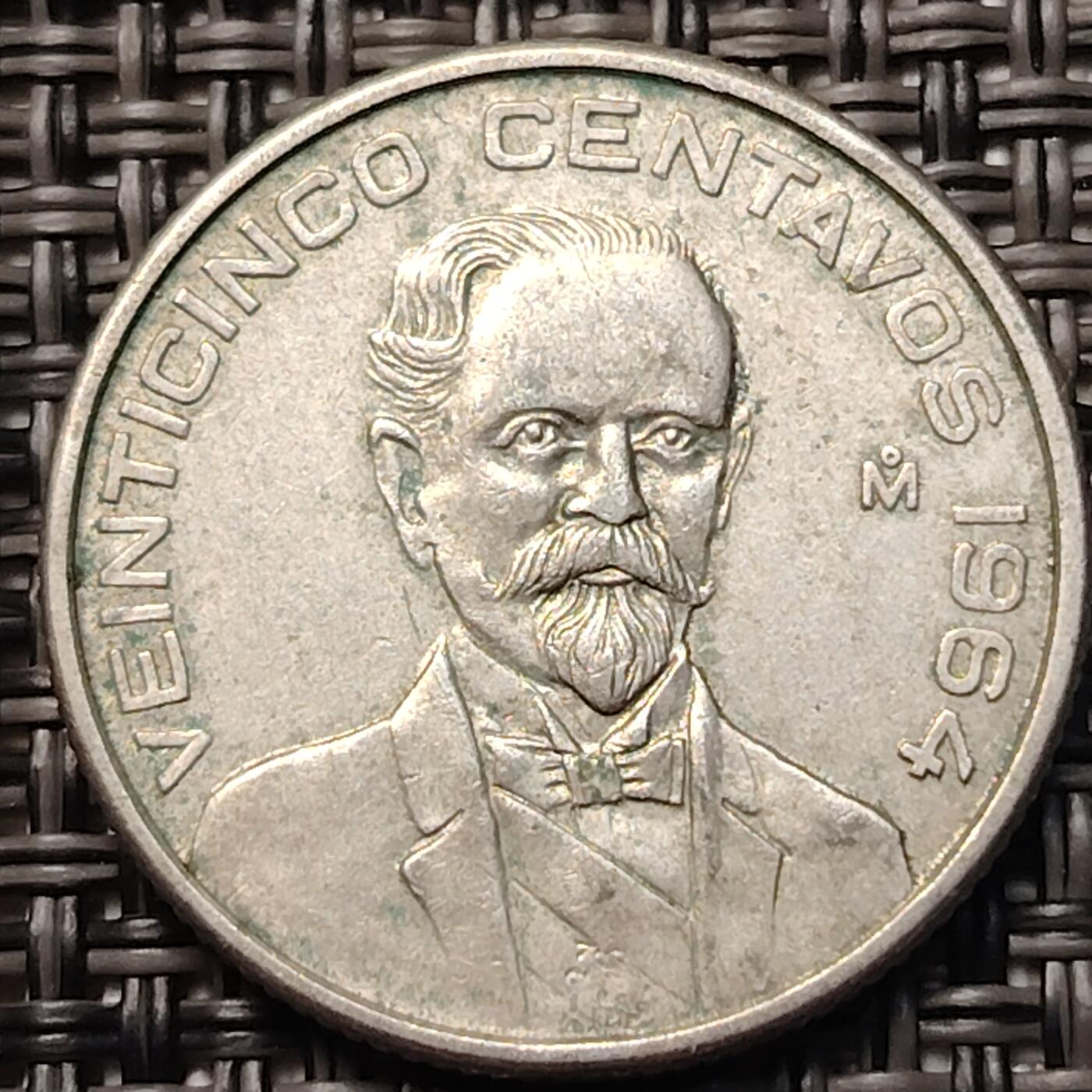 布加迪🐬～世界钱币(上海)🌾第 260 期 /  各国套币和散币 墨西哥🇲🇽 1964年 25分 马德罗总统 23mm