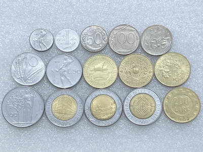 第一海外回流一元起拍收藏 散集专场  第269期 - 意大利不同版本硬币 15枚 原光好品