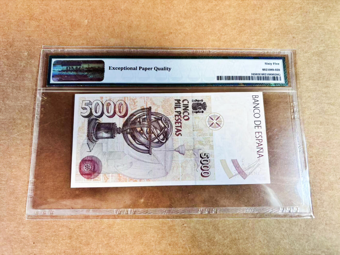 【Blue Auction】世界纸币精拍第752期——18级TOP拍卖/信誉/品质/专业/高效💫 【百位小号无47】西班牙 1996年5000比塞塔 PMG65EPQ 