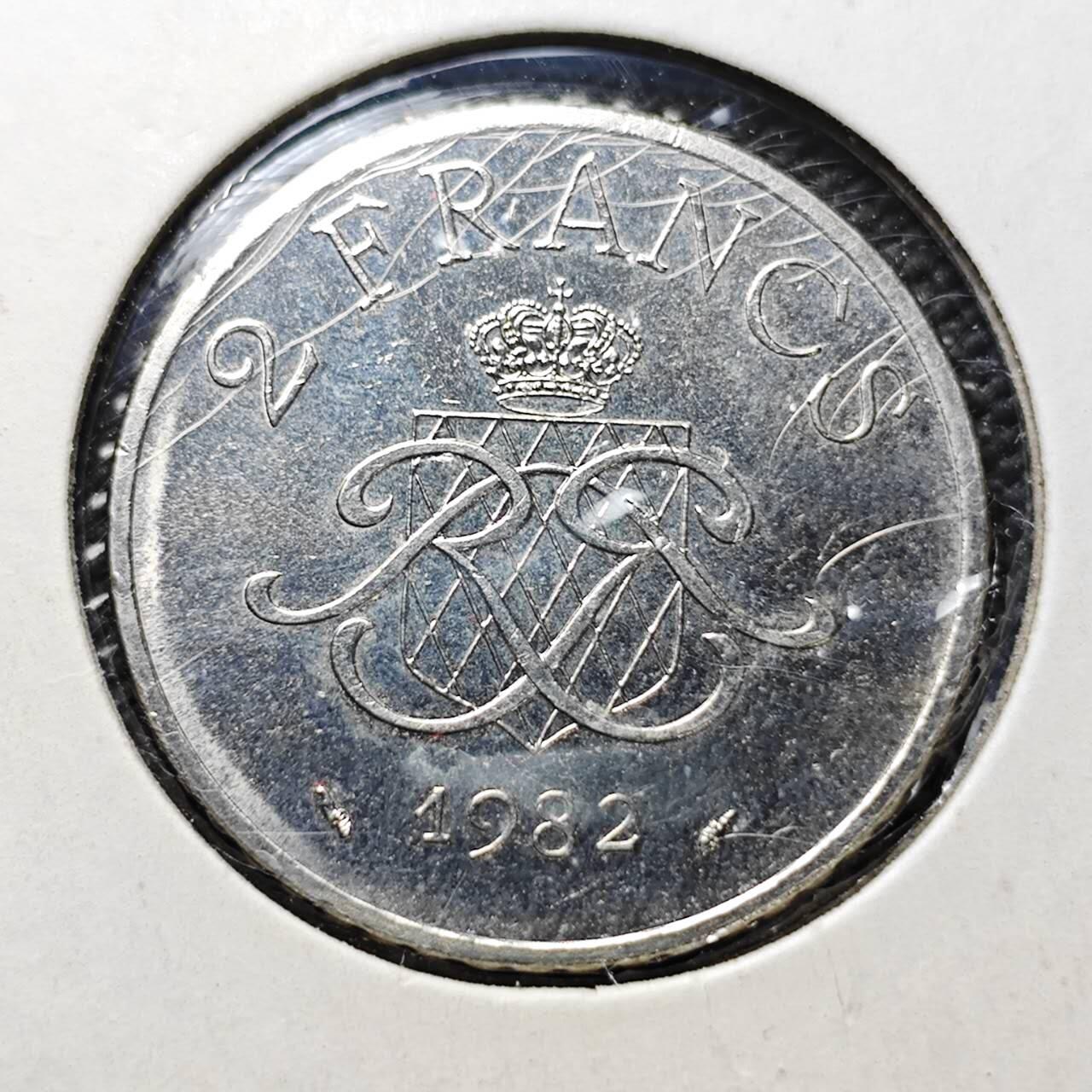 KK钱币收藏小铺  第373场  2月预留时间 周末发货  1982摩纳哥2法郎