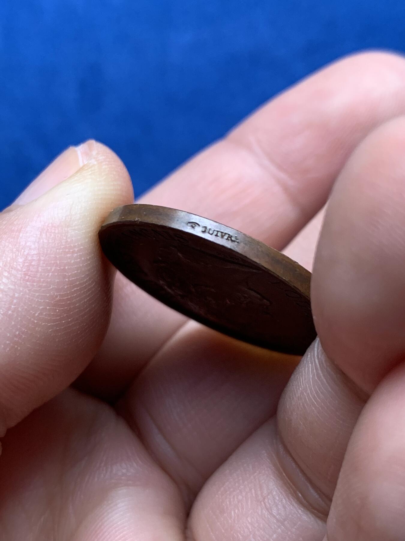 《竞宝斋》第440场 周日，周一，周二 3场连拍 （全场包邮） 法国陆军授予奥尔良公爵斐迪南·菲利普铜章，8.85g，27mm，手指边铭