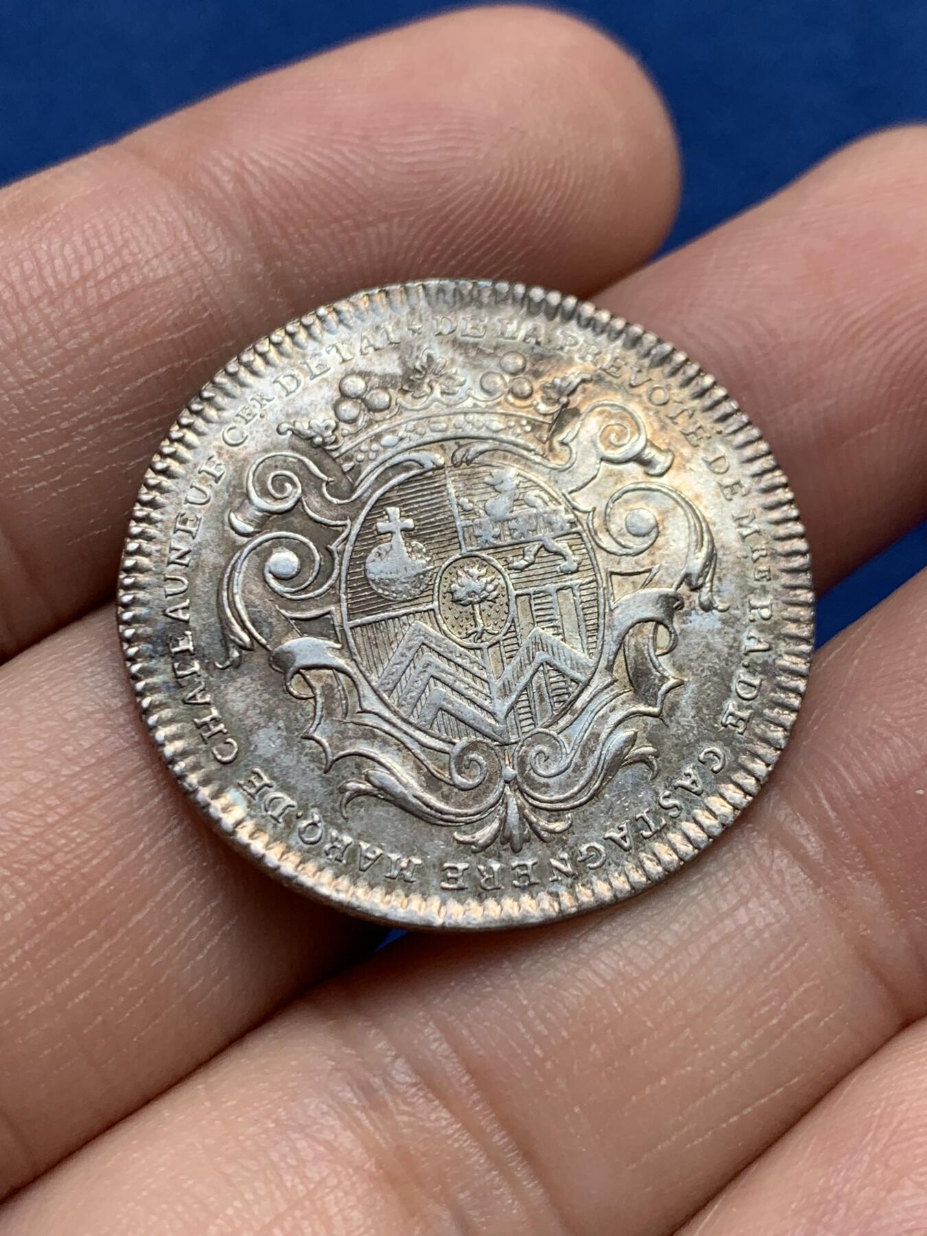 《竞宝斋》第440场 周日，周一，周二 3场连拍 （全场包邮） 法国法兰西岛城镇银质代币，7g，29.3mm