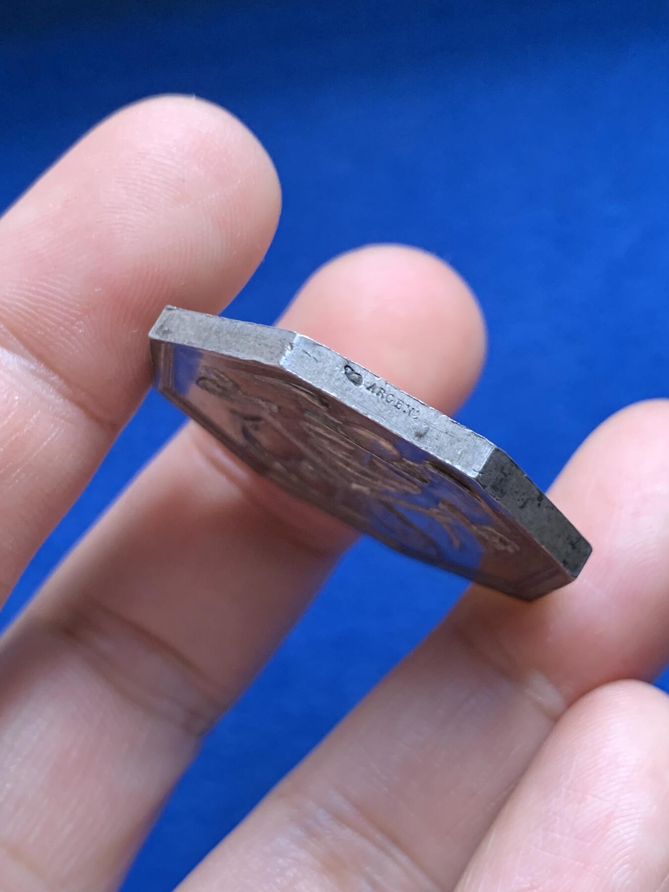 《竞宝斋》第440场 周日，周一，周二 3场连拍 （全场包邮） 法国八角银章，布克的勃艮第和阿勒尔运河公司，18.48g，34.5mm，丰饶角边铭