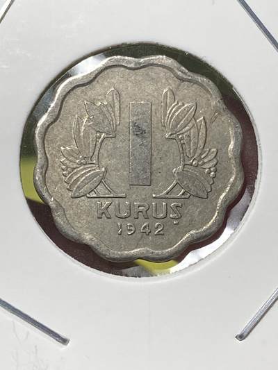 2025年第一百三十场(总第一百五十六场）外国好品纸夹散币场(免佣金) - 土耳其🇹🇷1942年1库鲁(建国后第三套流通硬币)