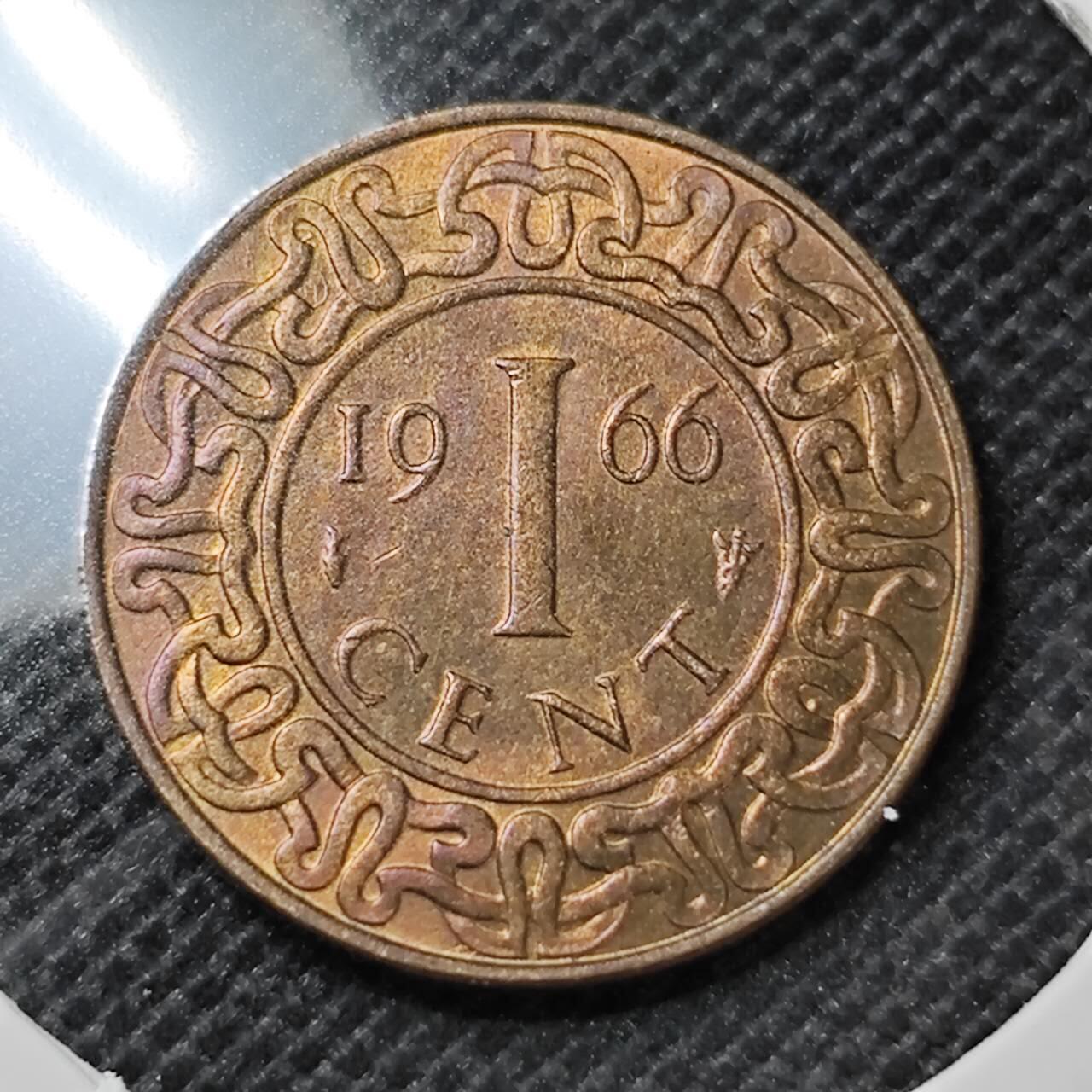 KK钱币收藏小铺  第360场  2月预留时间 周末发货 1966 苏里南1分 好品铜币