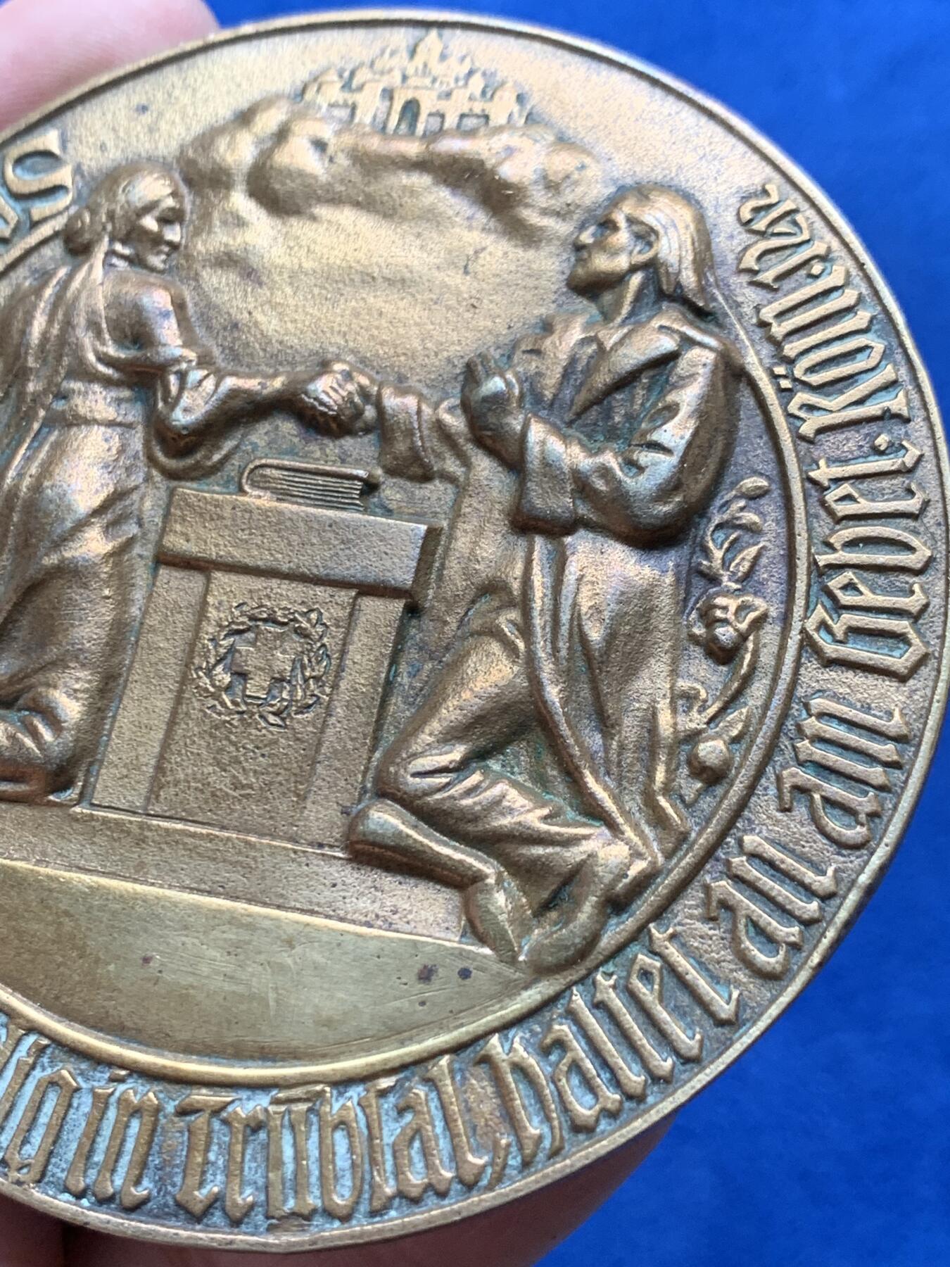 《竞宝斋》第440场 周日，周一，周二 3场连拍 （全场包邮） 德国 旧普鲁士联盟福音教会结婚纪念大铜章 77.4cm 77.9g 少见