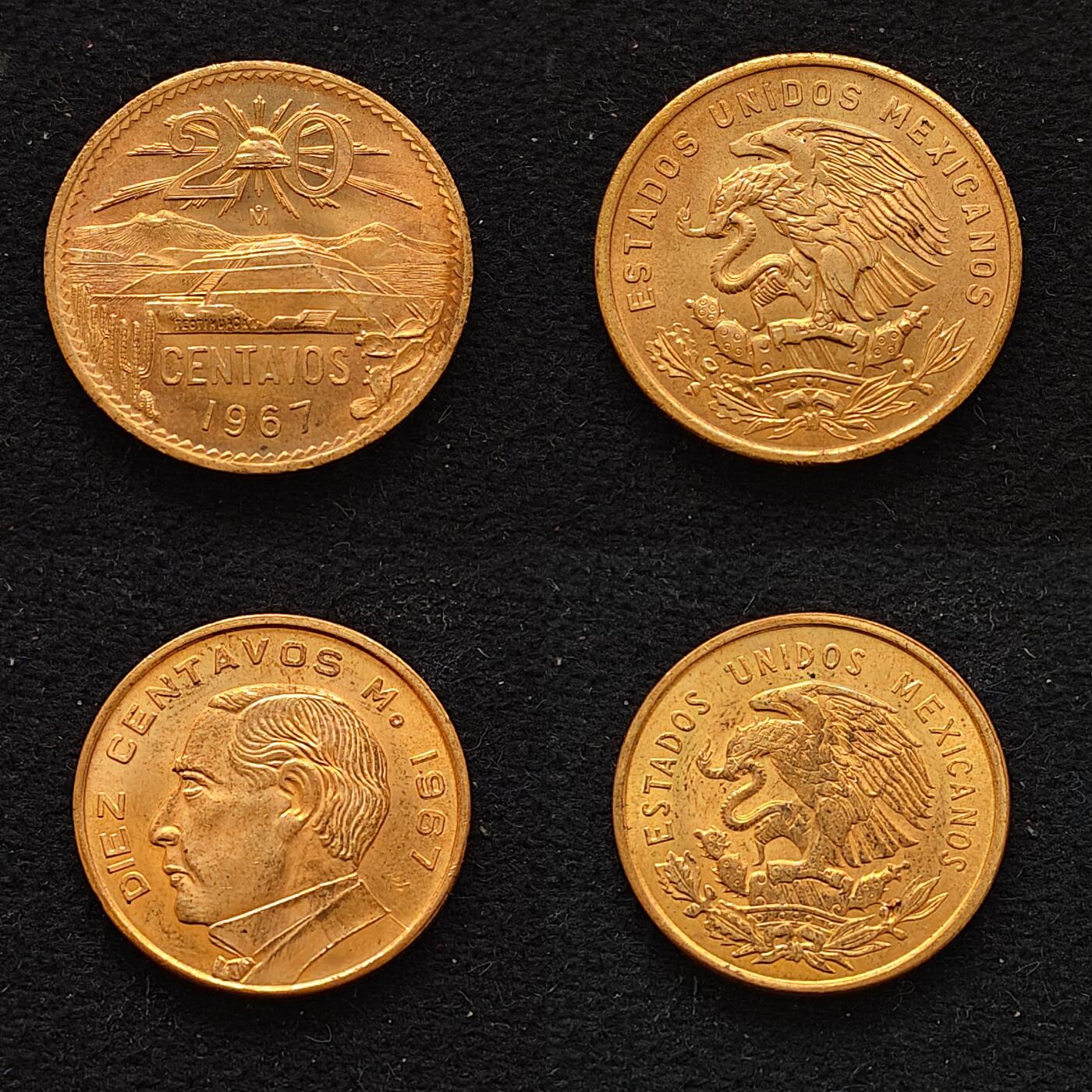 【全场包邮】纯粹捡漏拍479场（免费代拍第16场） 墨西哥1967年原光6枚套币