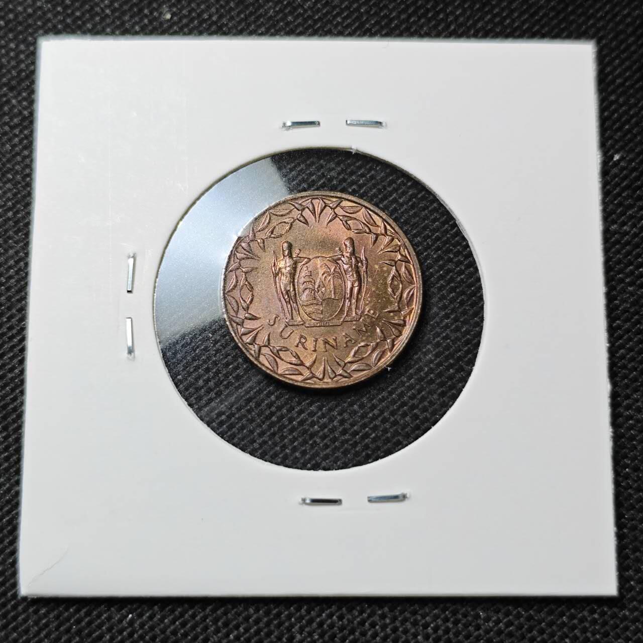 KK钱币收藏小铺  第360场  2月预留时间 周末发货 1966 苏里南1分 好品铜币