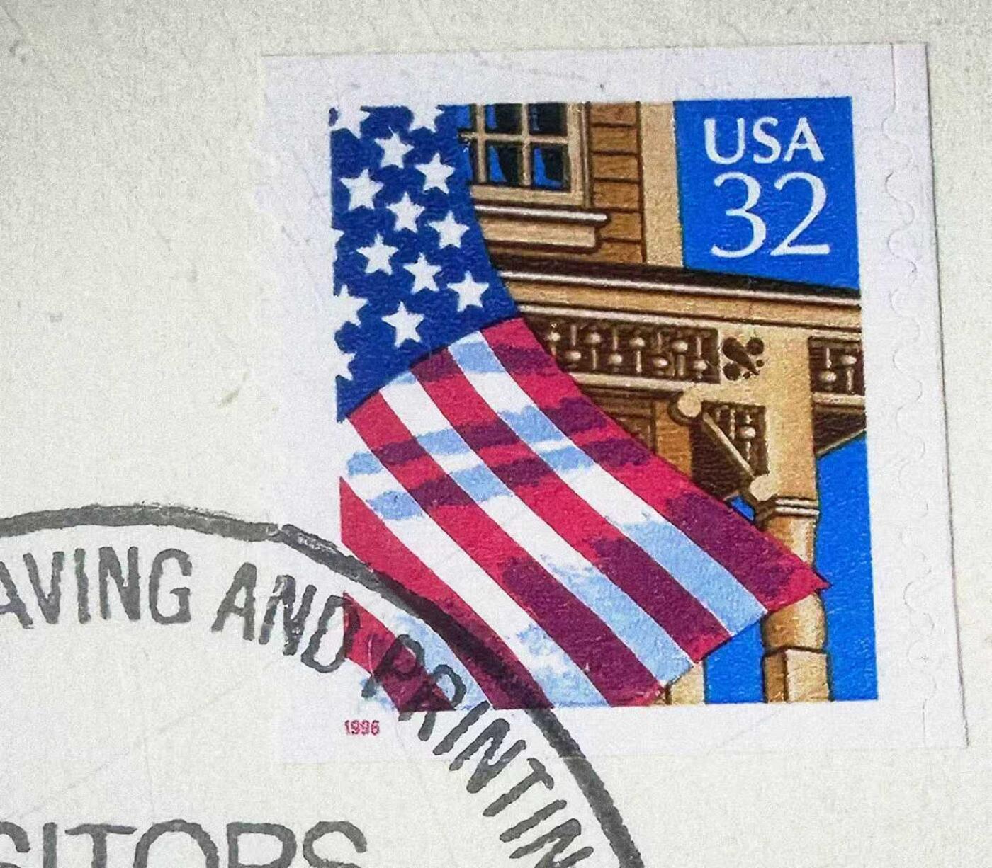 《外钞收藏家》第五百八十六期（品种丰富、精品多）（本平台长期征集拍品、欢迎藏友们联系合作） 1997年 美国铸印局（ BEP） 加工黄油税票（Renovated Butter）纪念卡 原版票据1902年间由美国国税局（United States Internal Revenue）颁布使用 该雕刻版税票纪念卡为百年原票母版印制（非普通平面印刷） 并限量发行 加贴1996年32美分邮票以及纪念戳 乃高价原版老票据收藏欣赏之平替