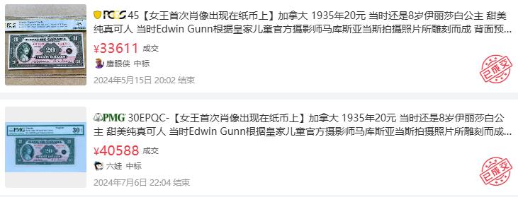 【Blue Auction】世界纸币精拍第752期——18级TOP拍卖/信誉/品质/专业/高效💫   【女王首次肖像出现在纸币上】加拿大1935年20元 伊丽莎白二世8岁公主照 甜美纯真 根据皇家儿童官方摄影师马库斯亚当斯拍摄照片雕刻而成 票面整体白净 TQG45