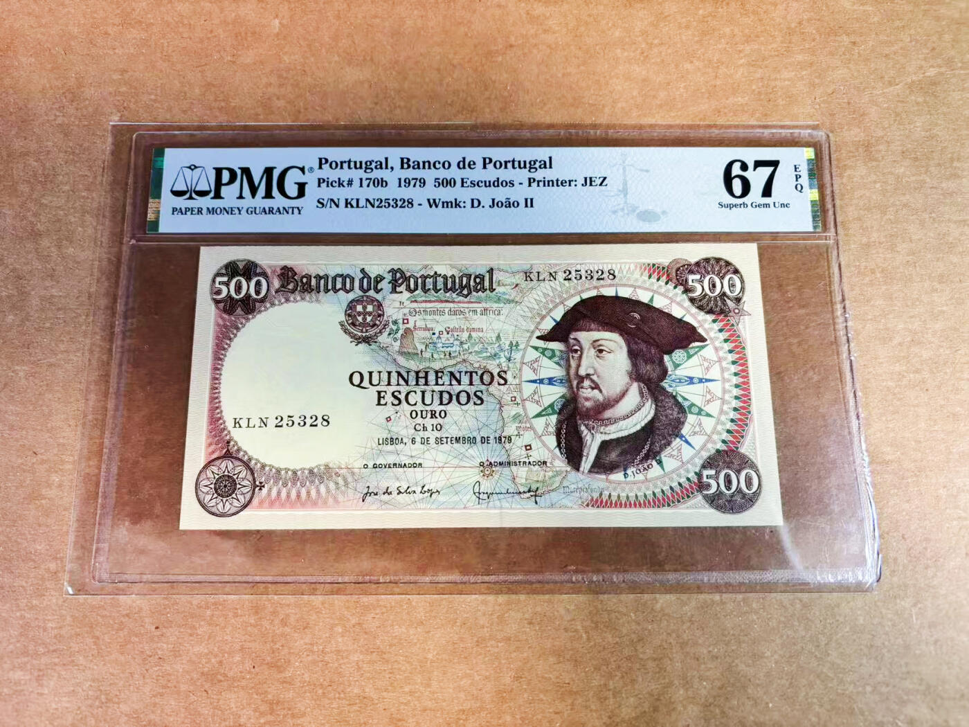 【Blue Auction】世界纸币精拍第752期——18级TOP拍卖/信誉/品质/专业/高效💫 【无47】葡萄牙1979年500埃斯库多 若昂二世 罗盘与地图 大航海主题 PMG67EPQ