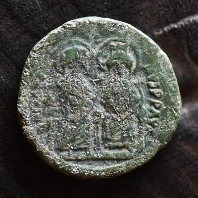 【良泉】第41期【自动场】11月27日晚19.30点开拍！86组，西方古代钱币专场 - 14.55克，公元565年 【拜占庭】 查士丁二世和皇后索菲亚（【少见】在位第一年）君士坦丁堡造币厂，40努米大铜币