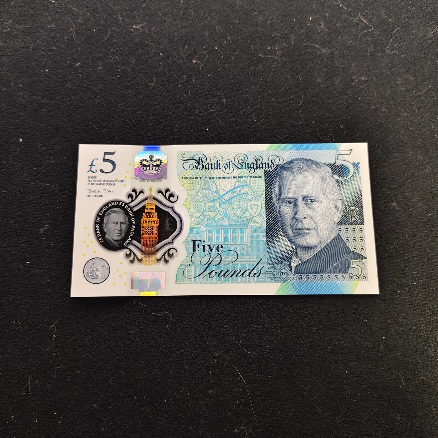 【全场包邮】纯粹捡漏拍479场（免费代拍第16场） 【塑料钞】英国英格兰银行查理三世5镑塑料钞