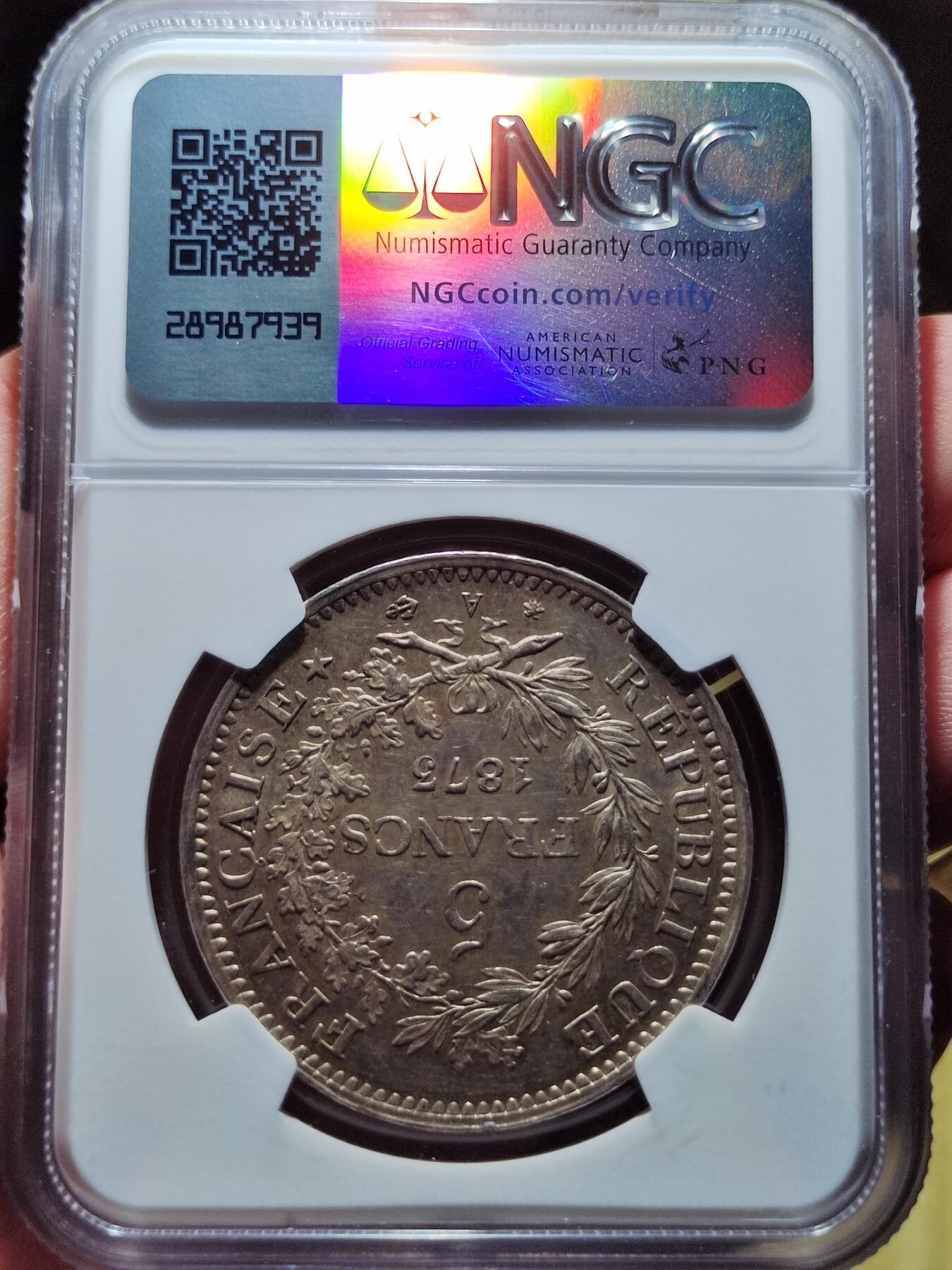 中外钱币第五场 NGC-MS61法国大力神1873年5法郎
