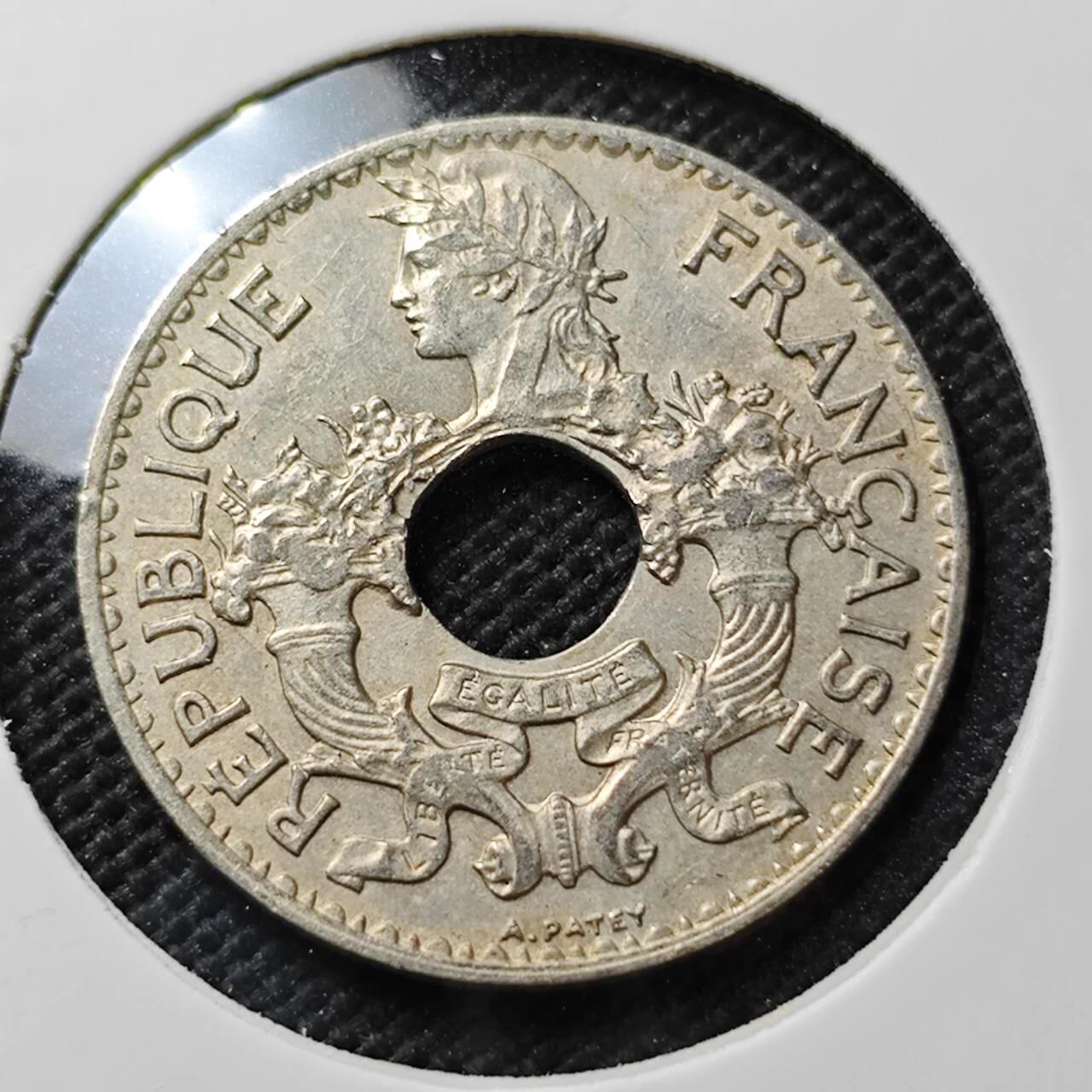 KK钱币收藏小铺  第373场  2月预留时间 周末发货  1938法属印支5分镍币