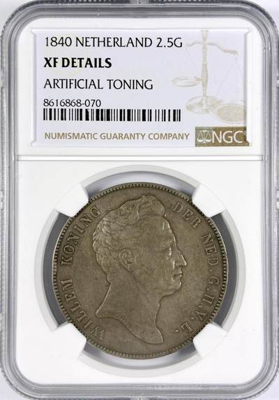 【雨安】【世界币章116期-评级币专场】2025-11-22 周六 19:30 保真【直播拍卖】 - [评级欧洲] Netherlands 荷兰 王国 2.5盾 1840年 威廉一世 NGC-XF