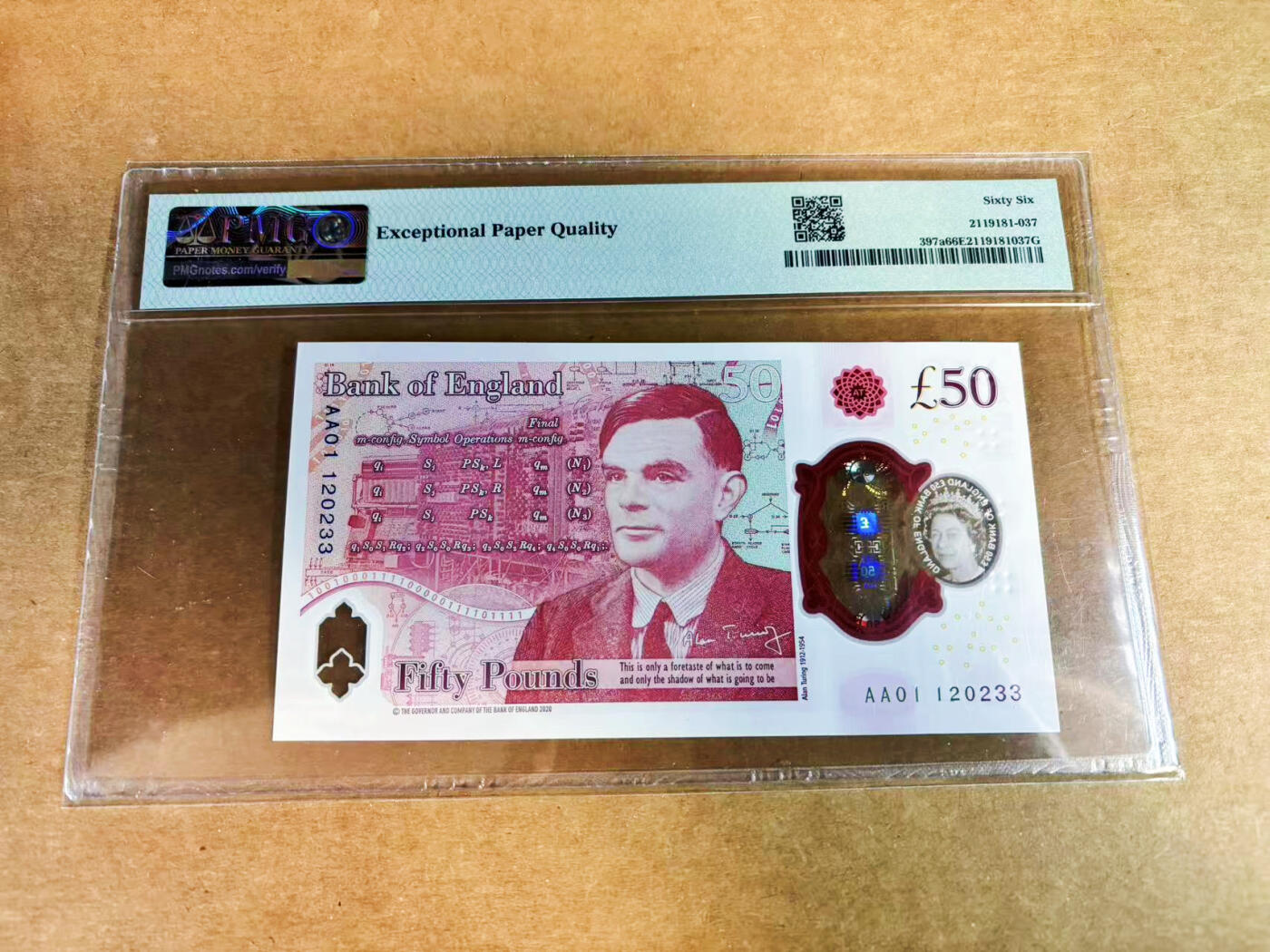 【Blue Auction】世界纸币精拍第752期——18级TOP拍卖/信誉/品质/专业/高效💫 【AA01无47】英国 2021年50镑 PMG66EPQ 
