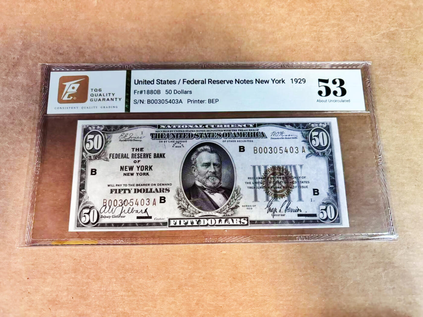 【Blue Auction】世界纸币精拍第752期——18级TOP拍卖/信誉/品质/专业/高效💫 美国1929年50美金 国民券 纽约版 TQG53
