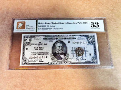 【Blue Auction】世界纸币精拍第752期——18级TOP拍卖/信誉/品质/专业/高效💫 - 美国1929年50美金 国民券 纽约版 TQG53