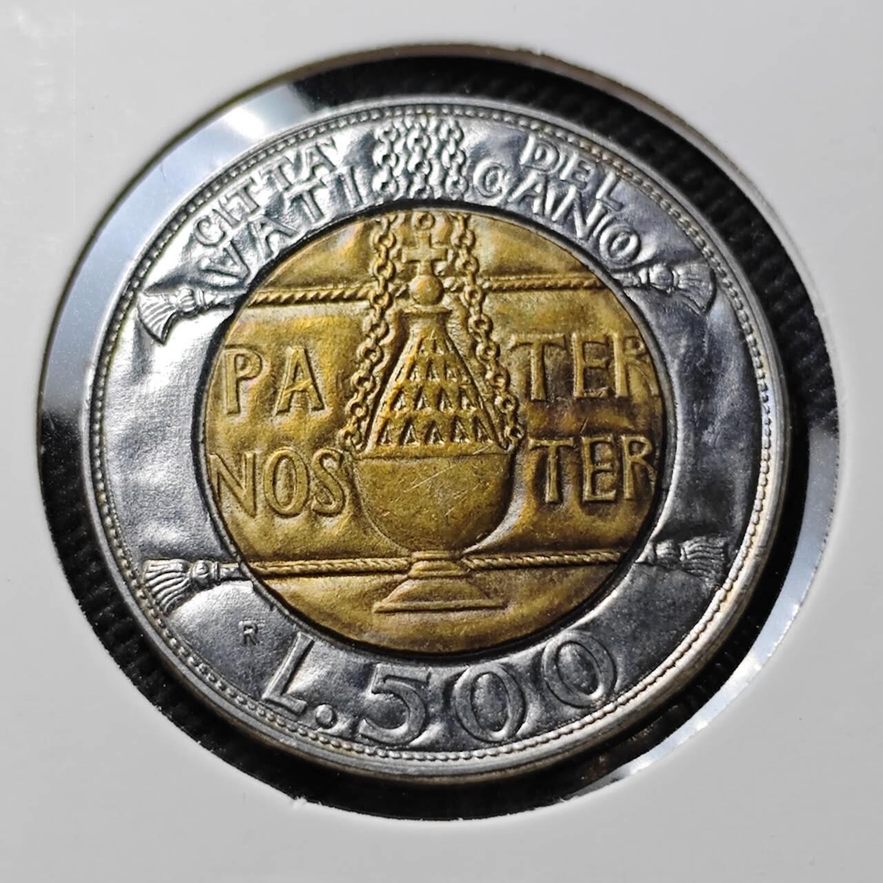 KK钱币收藏小铺  第373场  2月预留时间 周末发货  梵蒂冈500里拉 好品