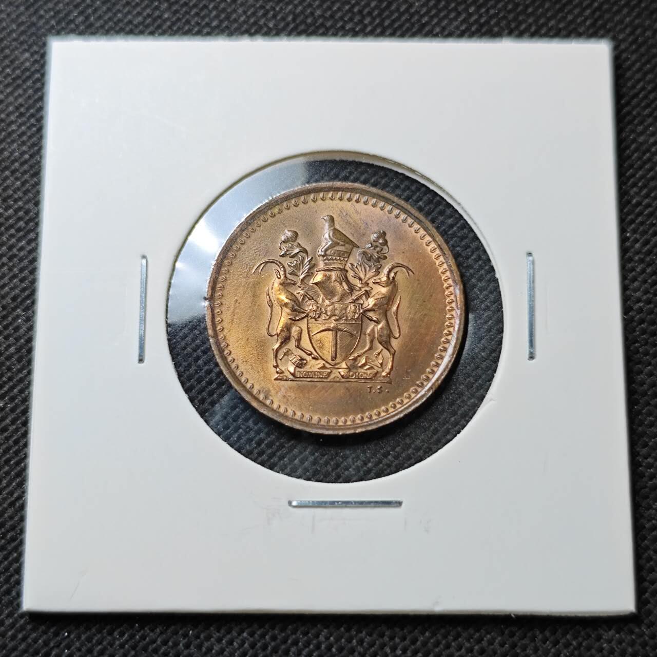 KK钱币收藏小铺  第373场  2月预留时间 周末发货  1970罗得西亚1分铜币 好品