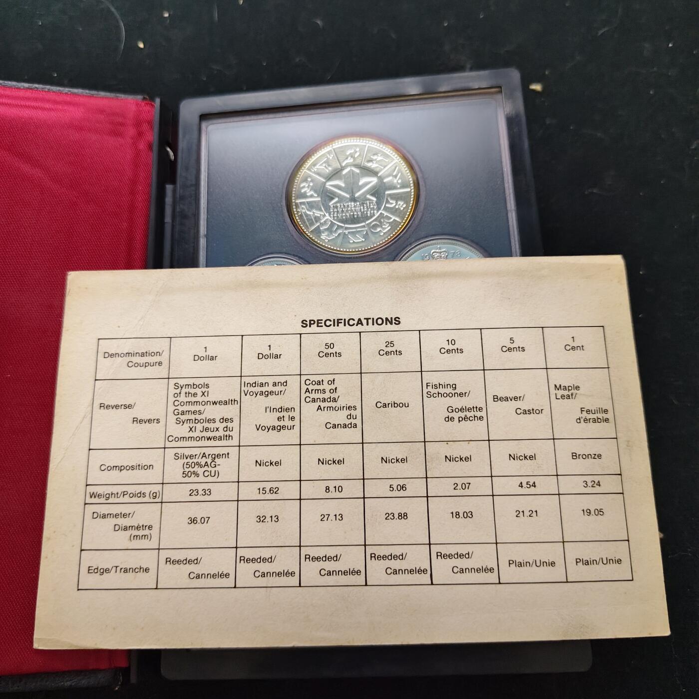 【全场包邮】纯粹捡漏拍479场（免费代拍第16场） 加拿大1978年官方封装SPECIMEN SET套币-含埃德蒙顿英联邦运动会（36毫米23.3克）纪念银币