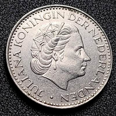 泉币菌-第132场-精品福利场 - 1968年 荷兰1盾 直径25mm 朱莉阿娜女王 