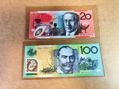 【Blue Auction】世界纸币精拍第752期——18级TOP拍卖/信誉/品质/专业/高效💫 - 【一组2张】澳大利亚 20-100元 塑料钞 全新UNC