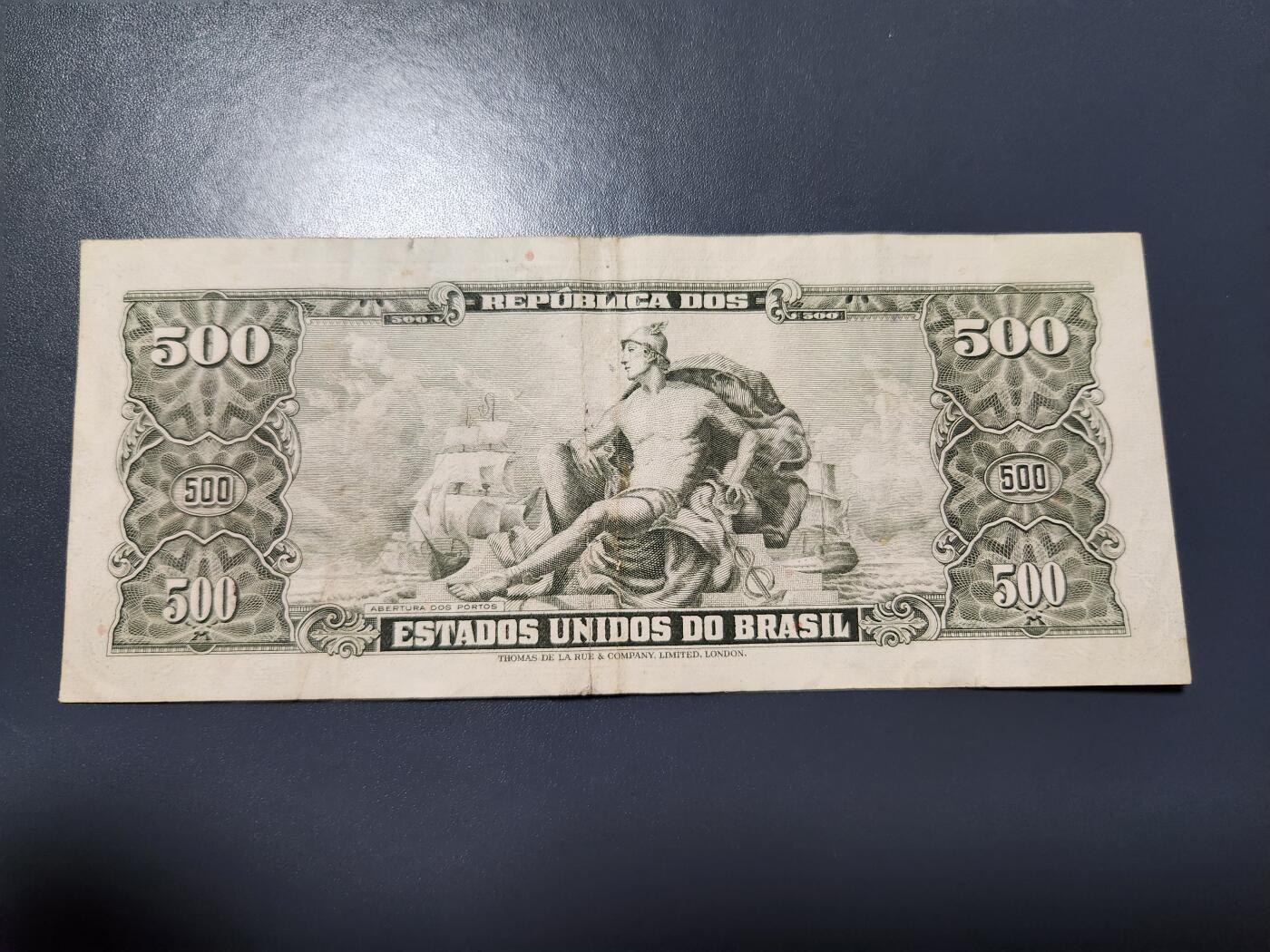 11月21号晚上8点 外国纸币自动截拍第61场 巴西1965年500克鲁塞罗 签名7 美品