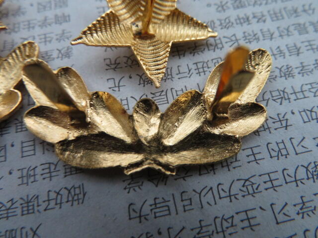 09--87早期武警将军肩章星星一对松枝一付（铜皮材质，松枝无背纹版）