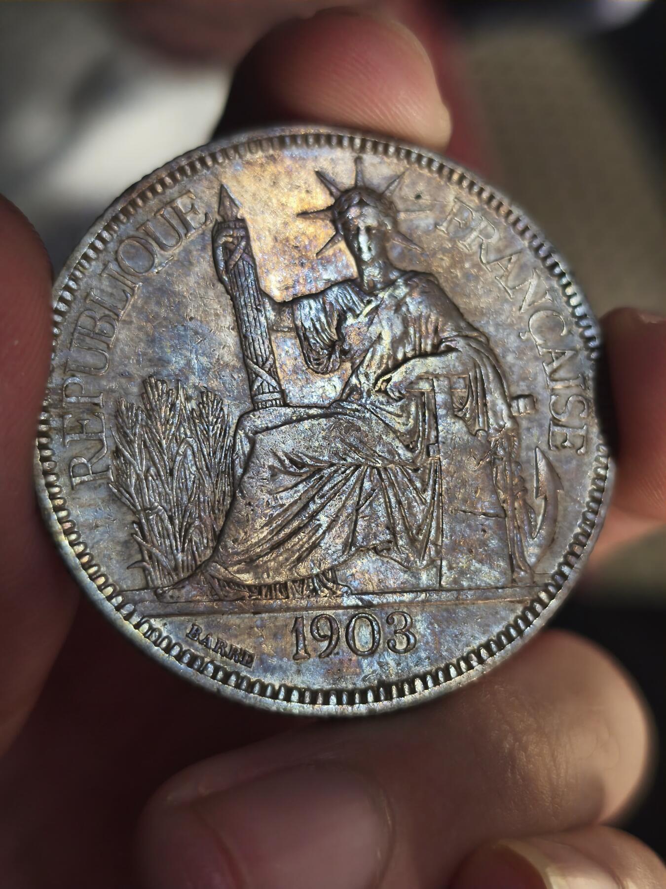 1903年法国坐洋 五彩包浆au底板