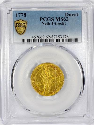 【雨安】【世界币章116期-评级币专场】2025-11-22 周六 19:30 保真【直播拍卖】 - [金币] Netherlands 荷兰 共和国 乌特勒支 1杜卡特 1778年  PCGS-MS62
