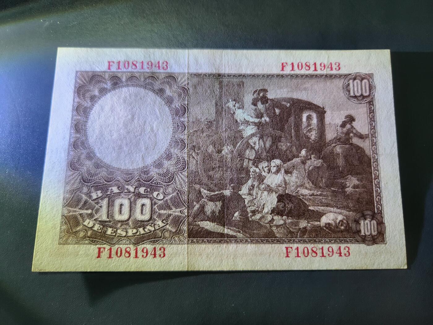 11月19号晚上8点 外国纸币自动截拍第61场 西班牙经典 近新 纸张有折白